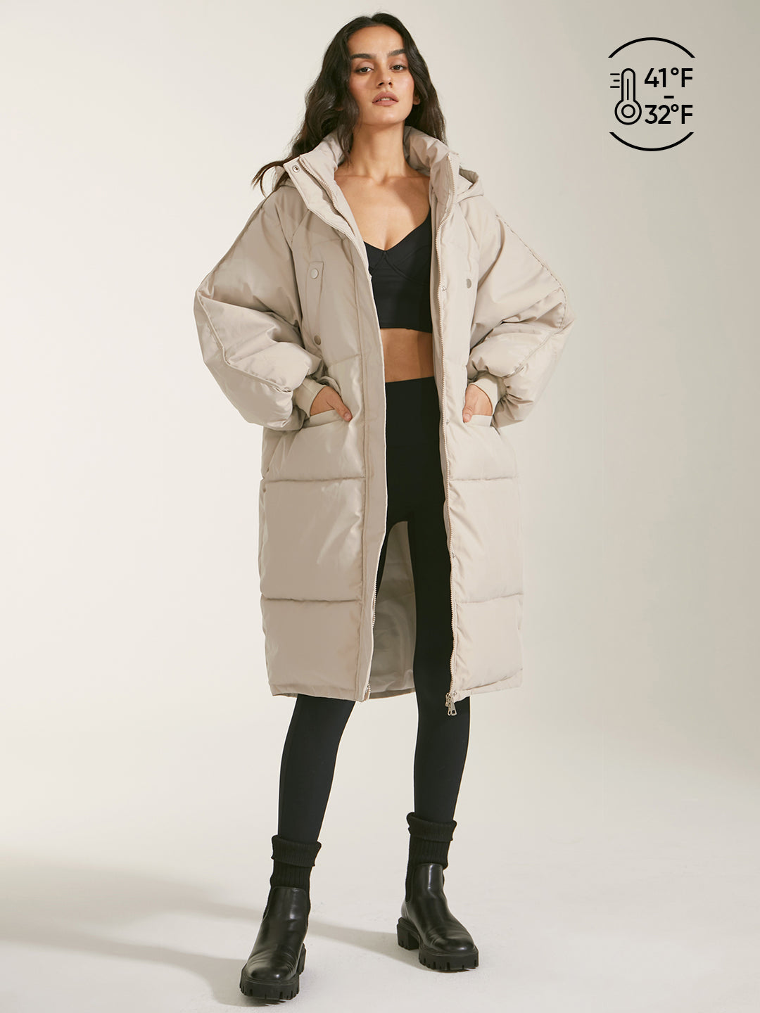 Long Hooded Puffer Parka Coat