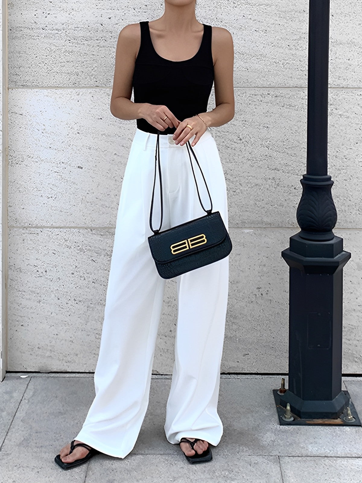 Full Length Pleated Wide Leg Dress Pants