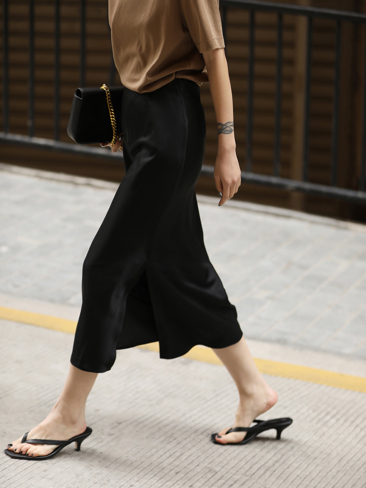 Flowy Satin Midi Skirt