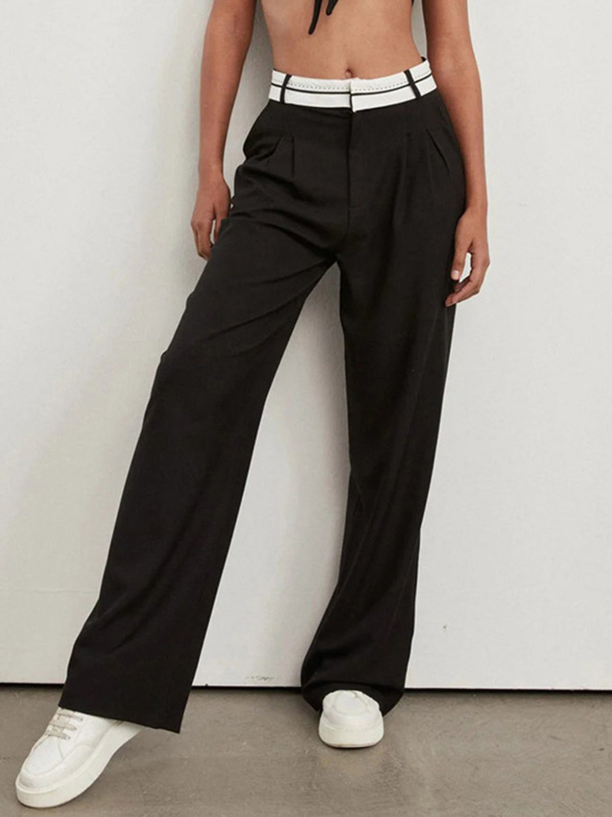 Highway Reverse Waistband Wide Leg Dress Pants