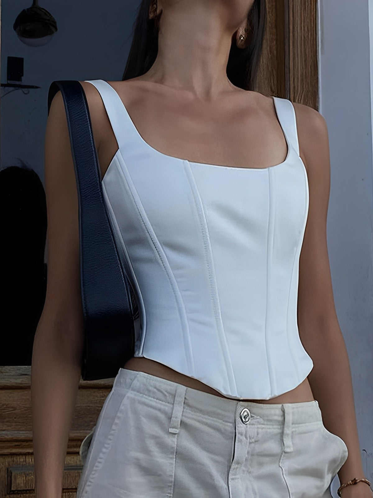 Ivory Glow Tied Crop Corset Top