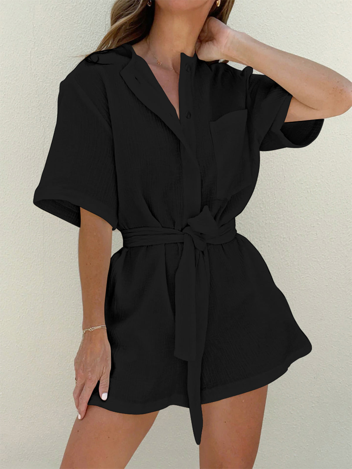 Tied Cotton Jumpsuit