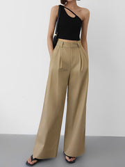 Effortless Full Length Pleated Wide Leg Dress Pants