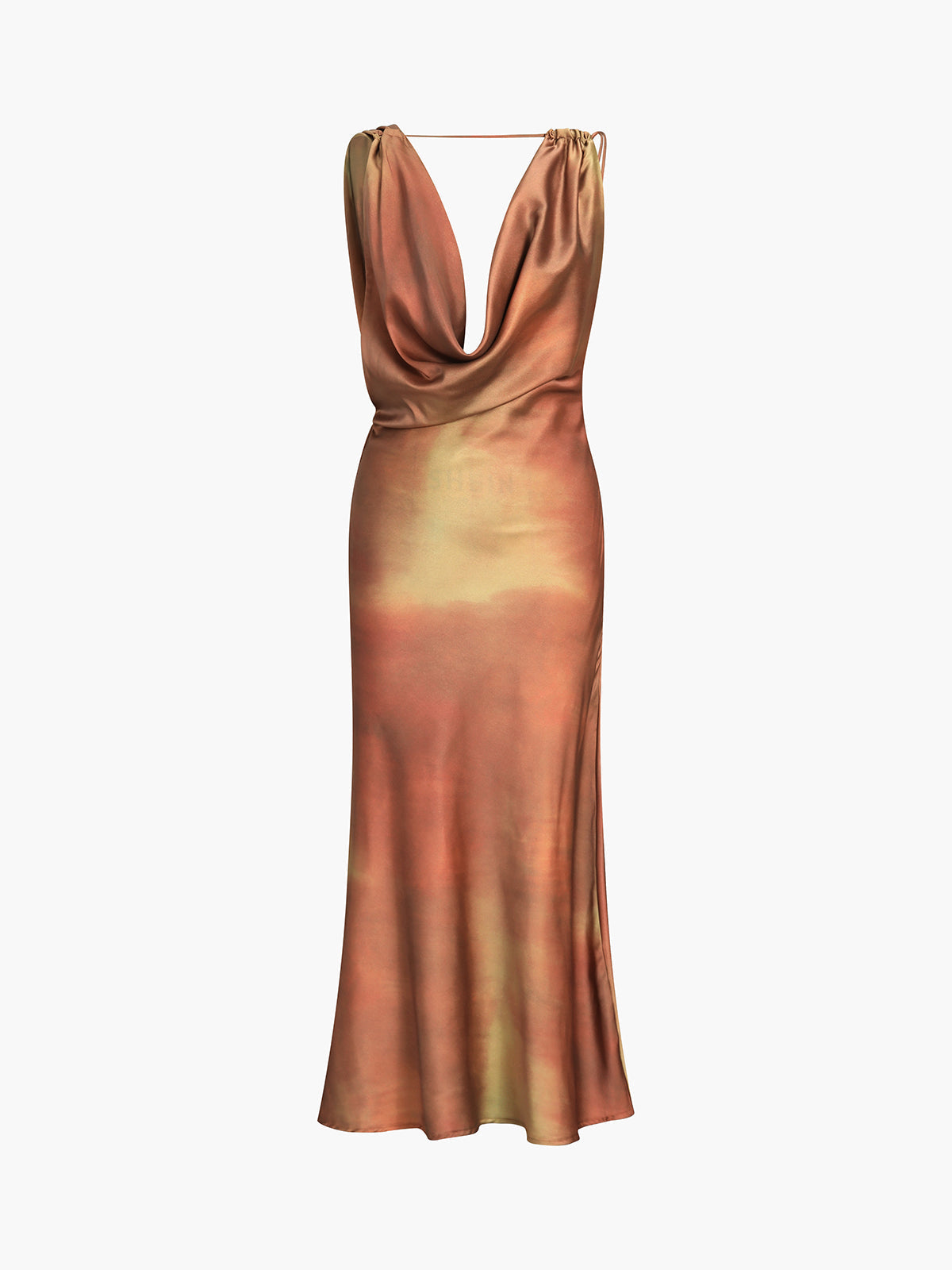 Aperol Spritz Cowl Neck Satin Long Dress