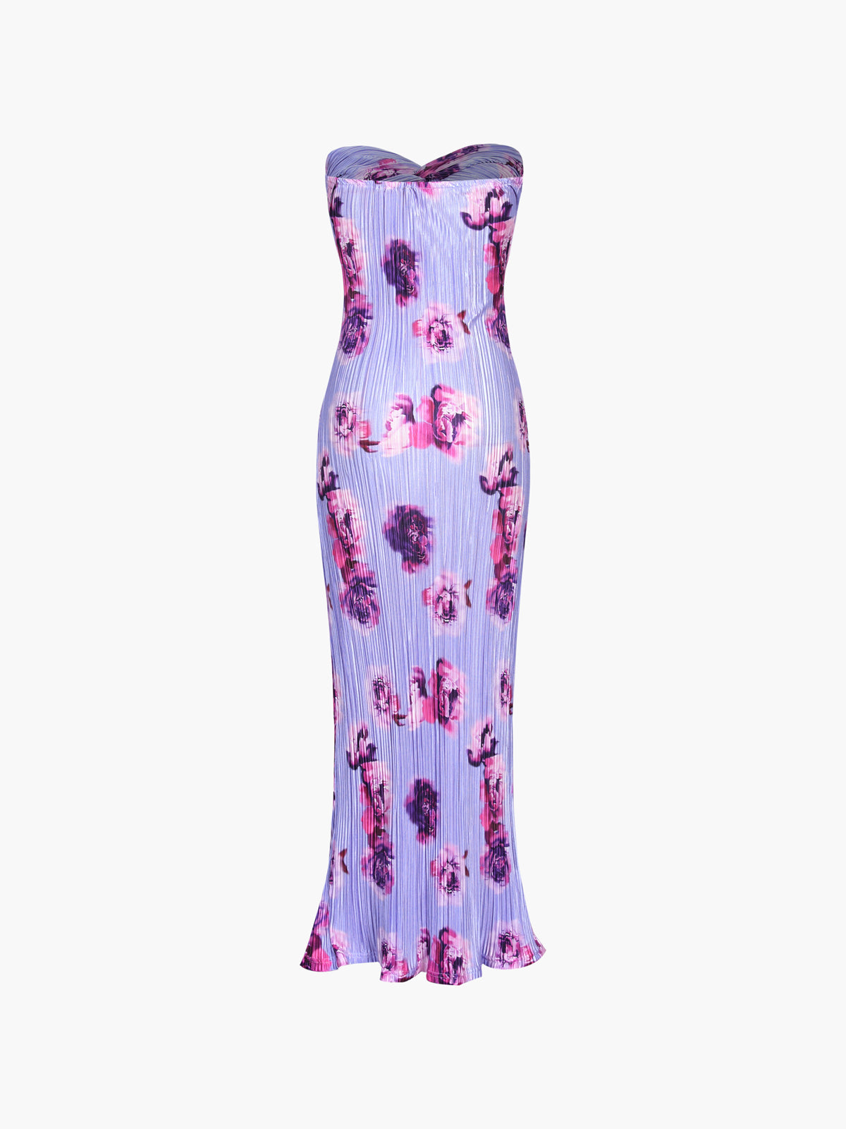 Floral Plisse Twist Tube Long Dress