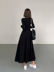 Leisure Pockets Long Sleeve Long Dress