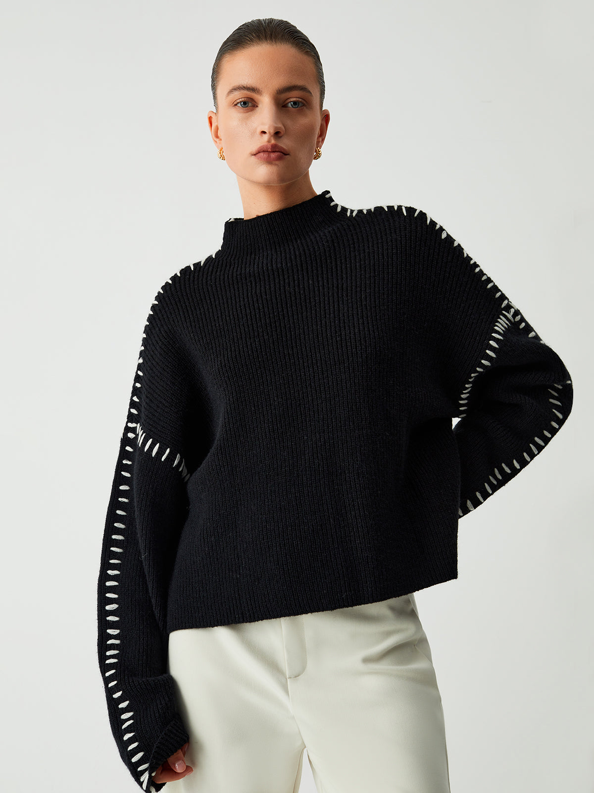 Shift The Focus Oversized Mock Neck Sweater