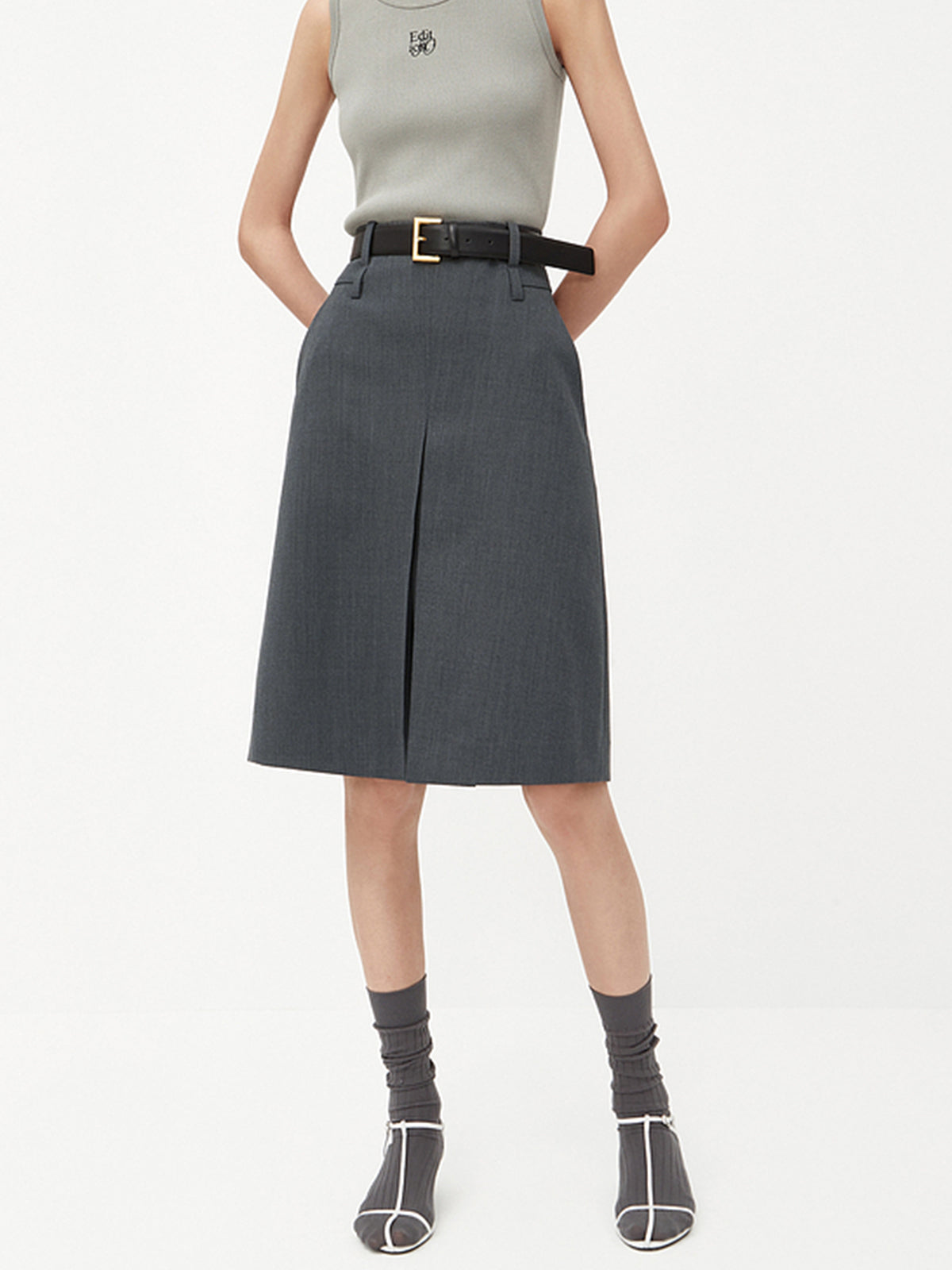 Minimlism Unbelted Midi Skirt