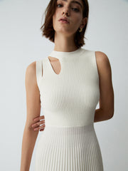 Vanilla Cutout Rib Midi Sweater Dress