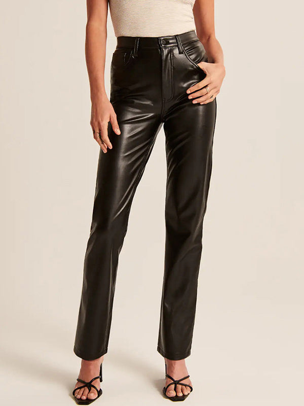 Straight Leg Faux Leather Pants