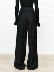 Asymmetric Layer Button Straight Leg Dress Pants