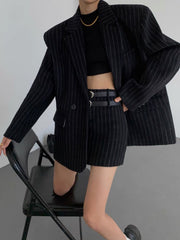 Tweed Pinstripe Oversized Blazer