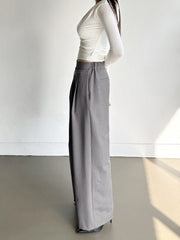 Drawstring Pleat Wide Leg Dress Pants