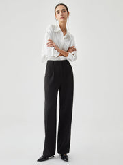 Straight Leg Pleated Cropped Pants