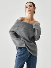 Oversized Overfold Off Shoulder Knit Sweater