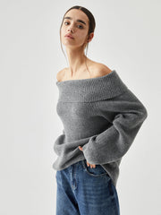 Oversized Overfold Off Shoulder Knit Sweater