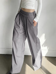 Drawstring Pleat Wide Leg Dress Pants