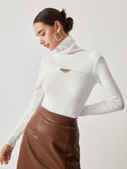 Criss Cross Turtleneck Long Sleeve Knit Top