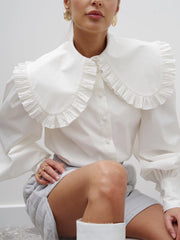 Ruffled Collar Long Sleeve Shirt