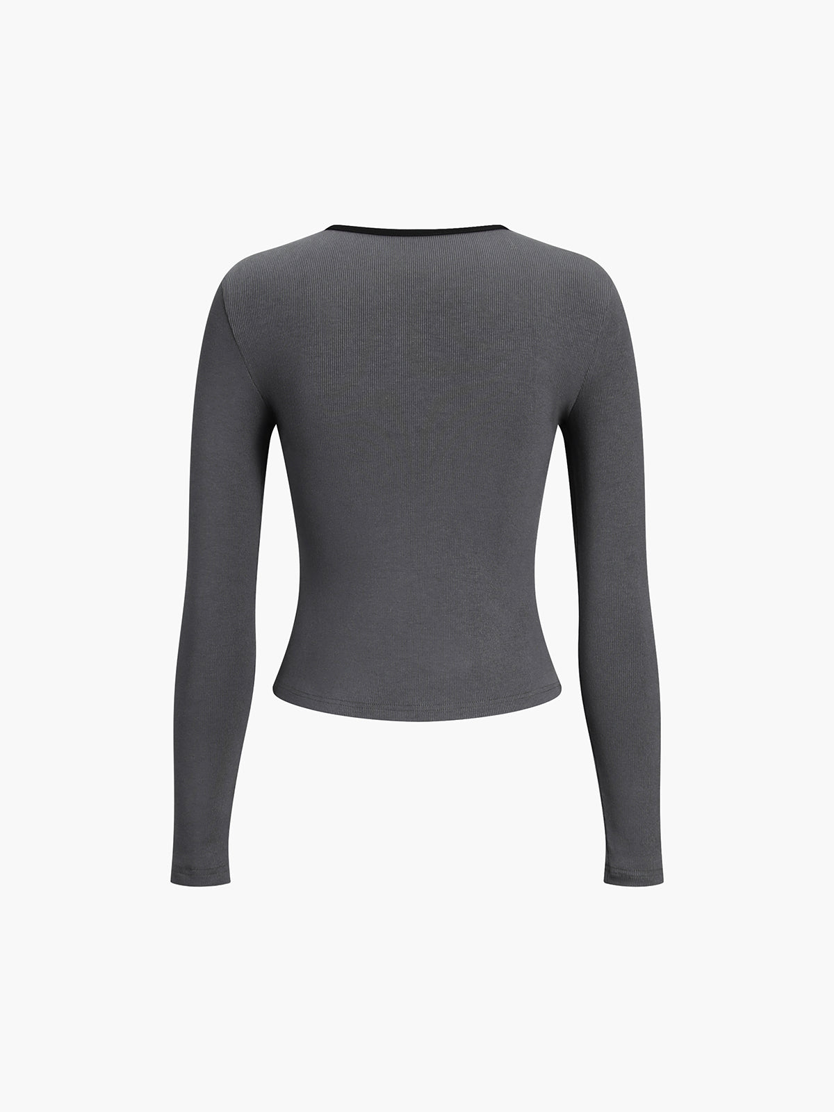 Sliver Lining Contrast Neckline Long Sleeve Top