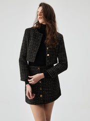 Sequined Button Short Blazer