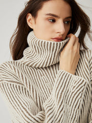 Turtleneck Striped Knit Sweater