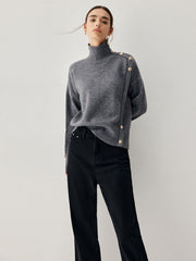 Vintage Buttoned Turtleneck Sweater