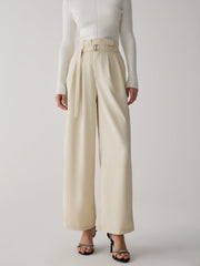 Wide-Leg Long Pants With Belt