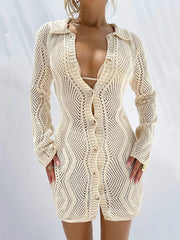 Jacquard Cardigan Short Sweater Dress