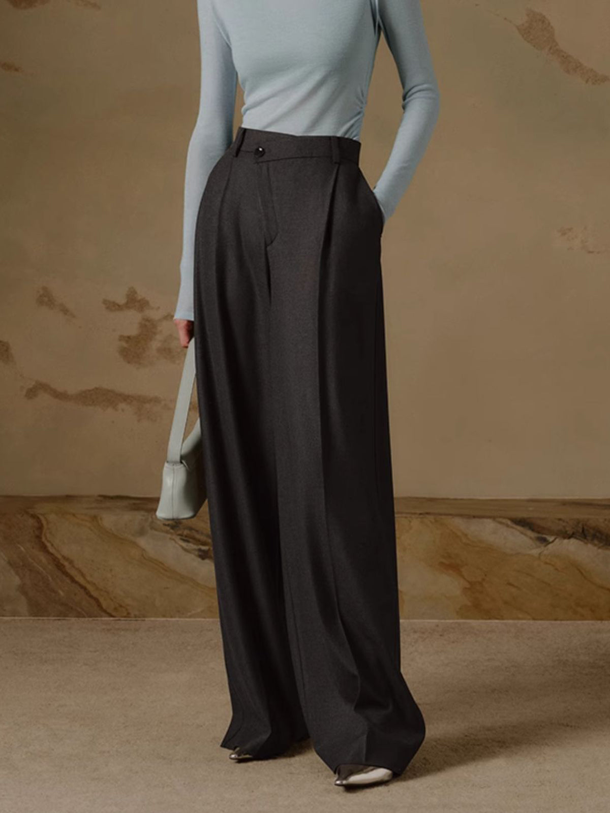 High Waist Pleated Wide Leg Pants