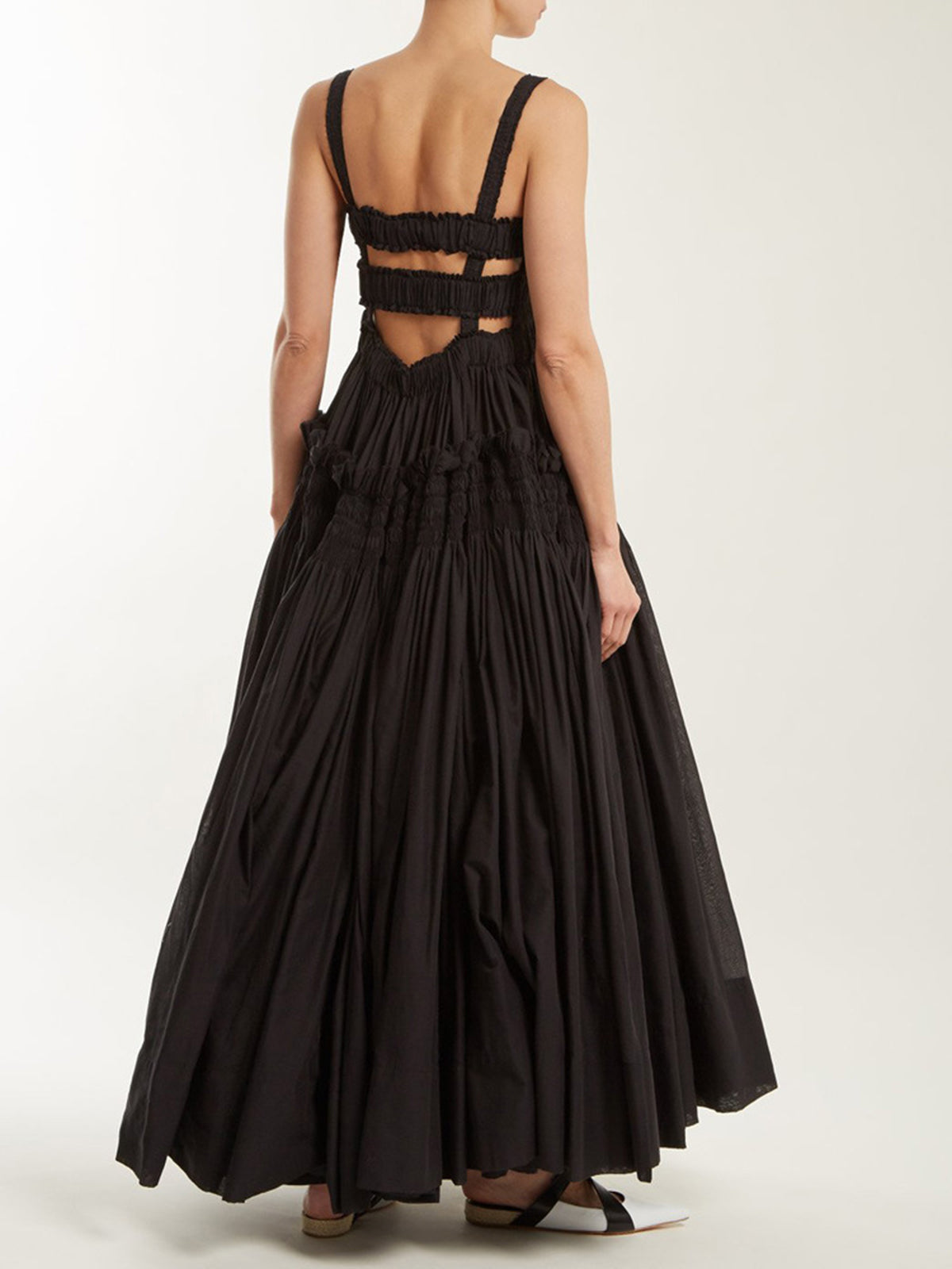 Shirred Pleated Cami Long Dress