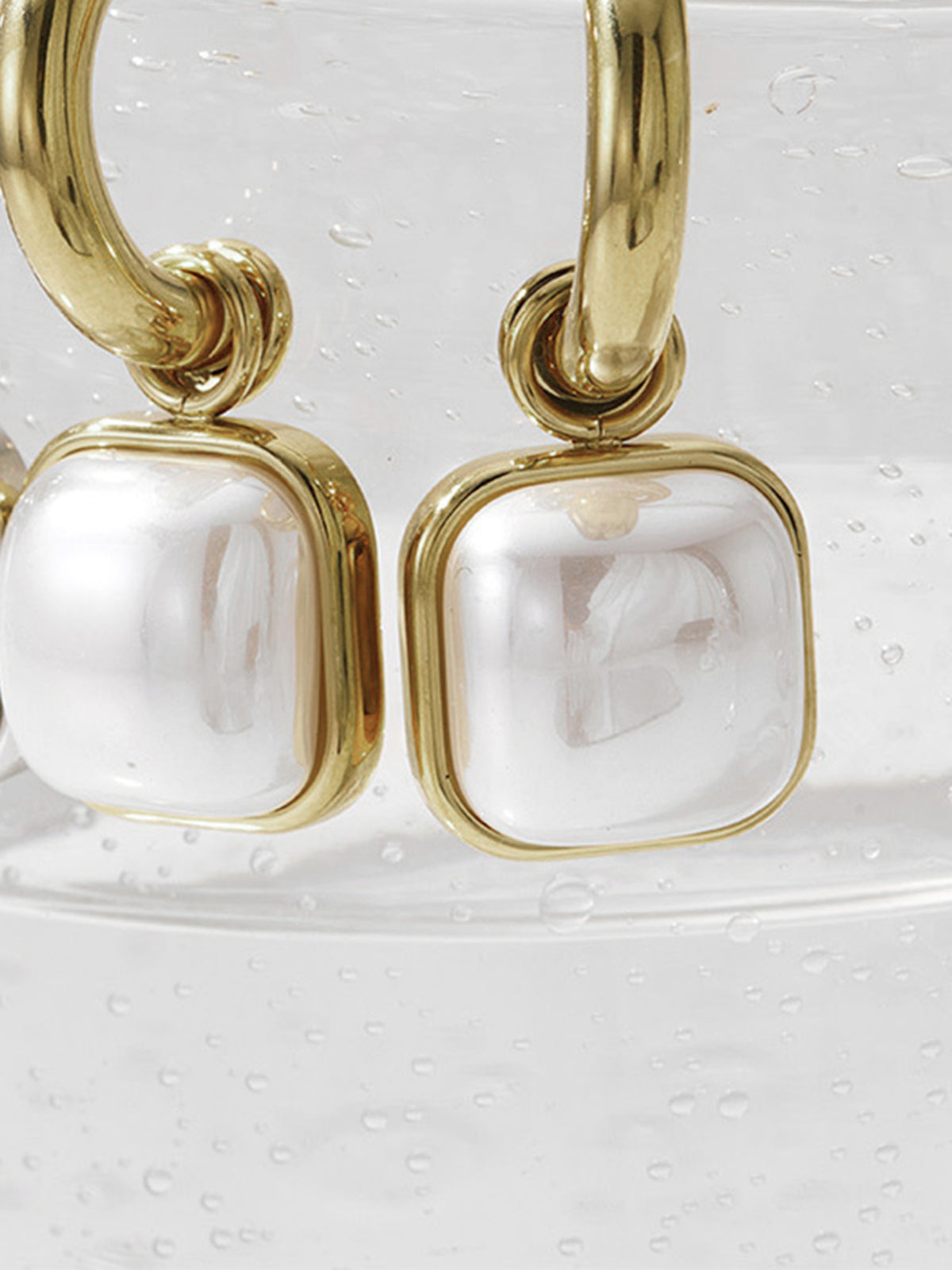 Faux Pearl Square Shaped Earrings