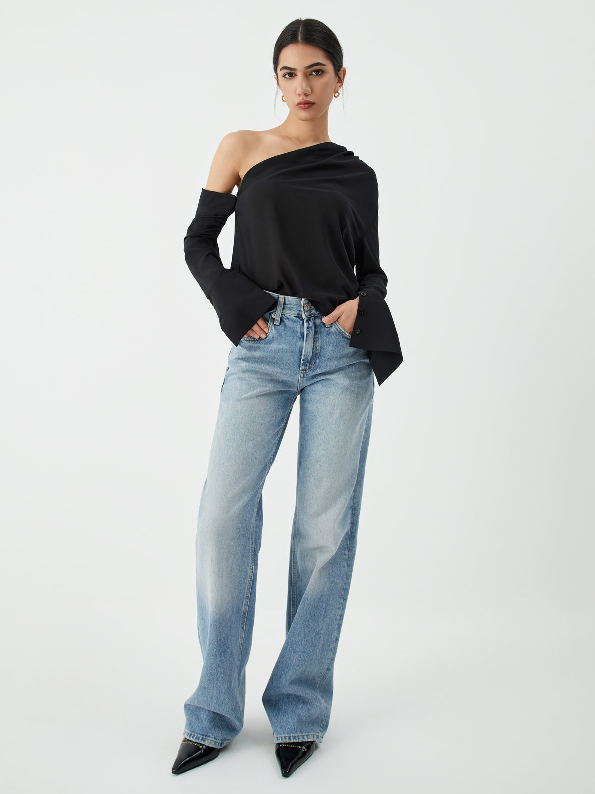 Asymmetric One Shoulder Off Blouse