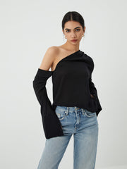 Asymmetric One Shoulder Off Blouse