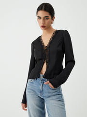 Lace Patchwork Clasp Blouse