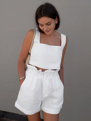 Solid Cotton Ruffle Short Sets