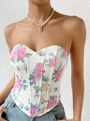 Flower Heart Shaped Neckline Corset