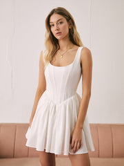 French Elegant Solid Short Dress