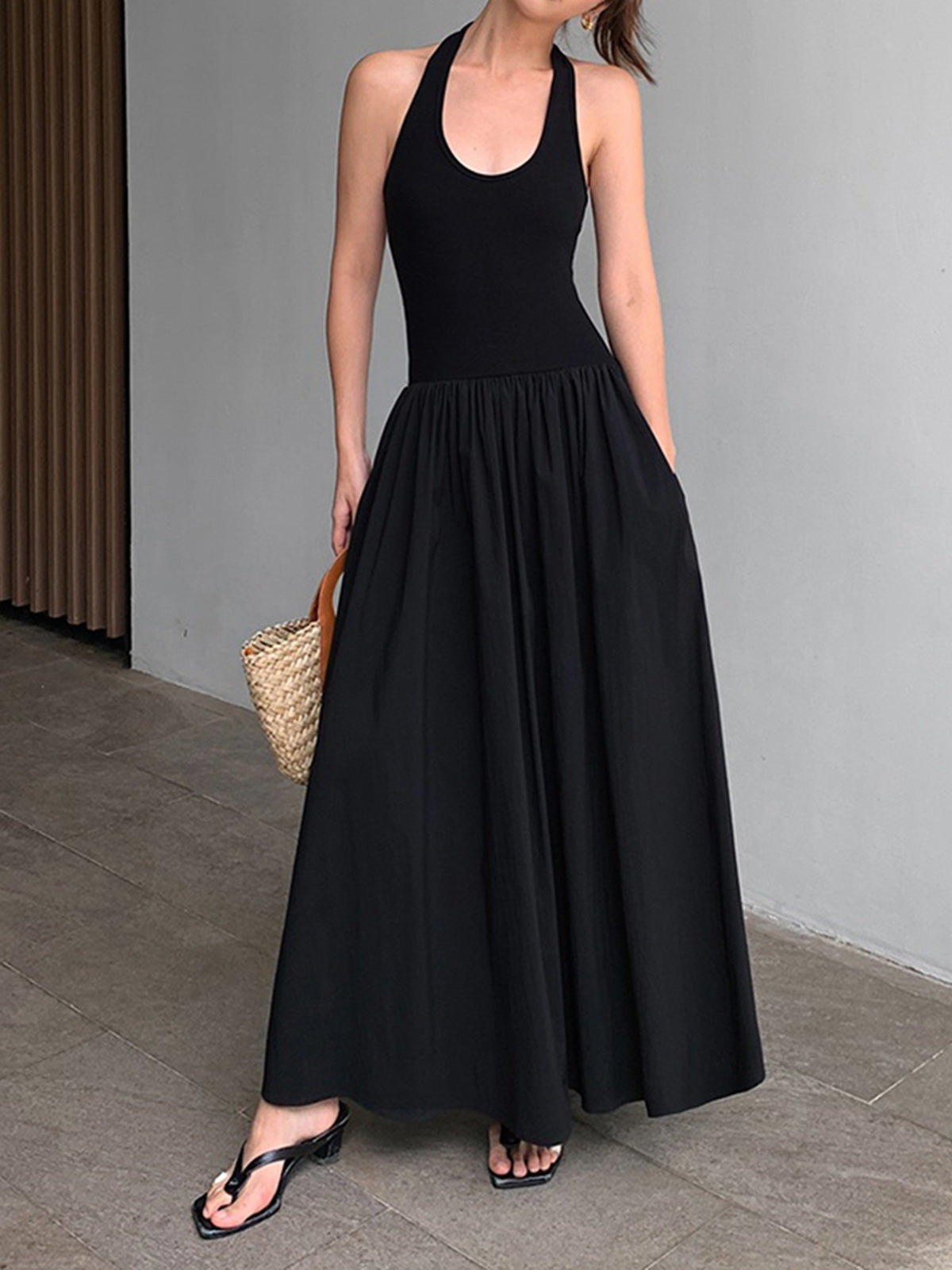 Minimalist Halter Backless Long Dress