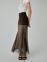 Net Chiffon Patchwork Maxi Skirt