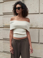 Creamy Off-Shoulder Knit Top