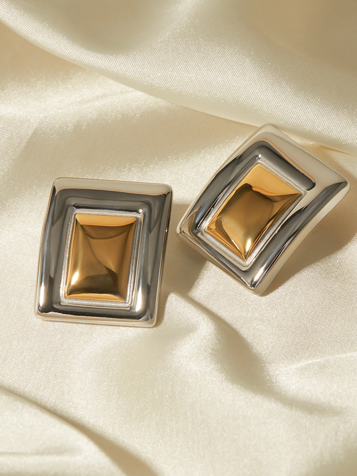 Two Tone Rectangular Earrings