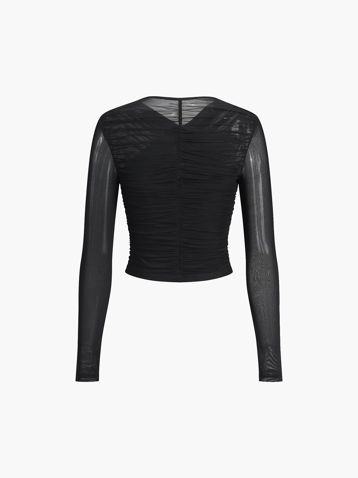 Criss Cross Mesh Long Sleeve Top