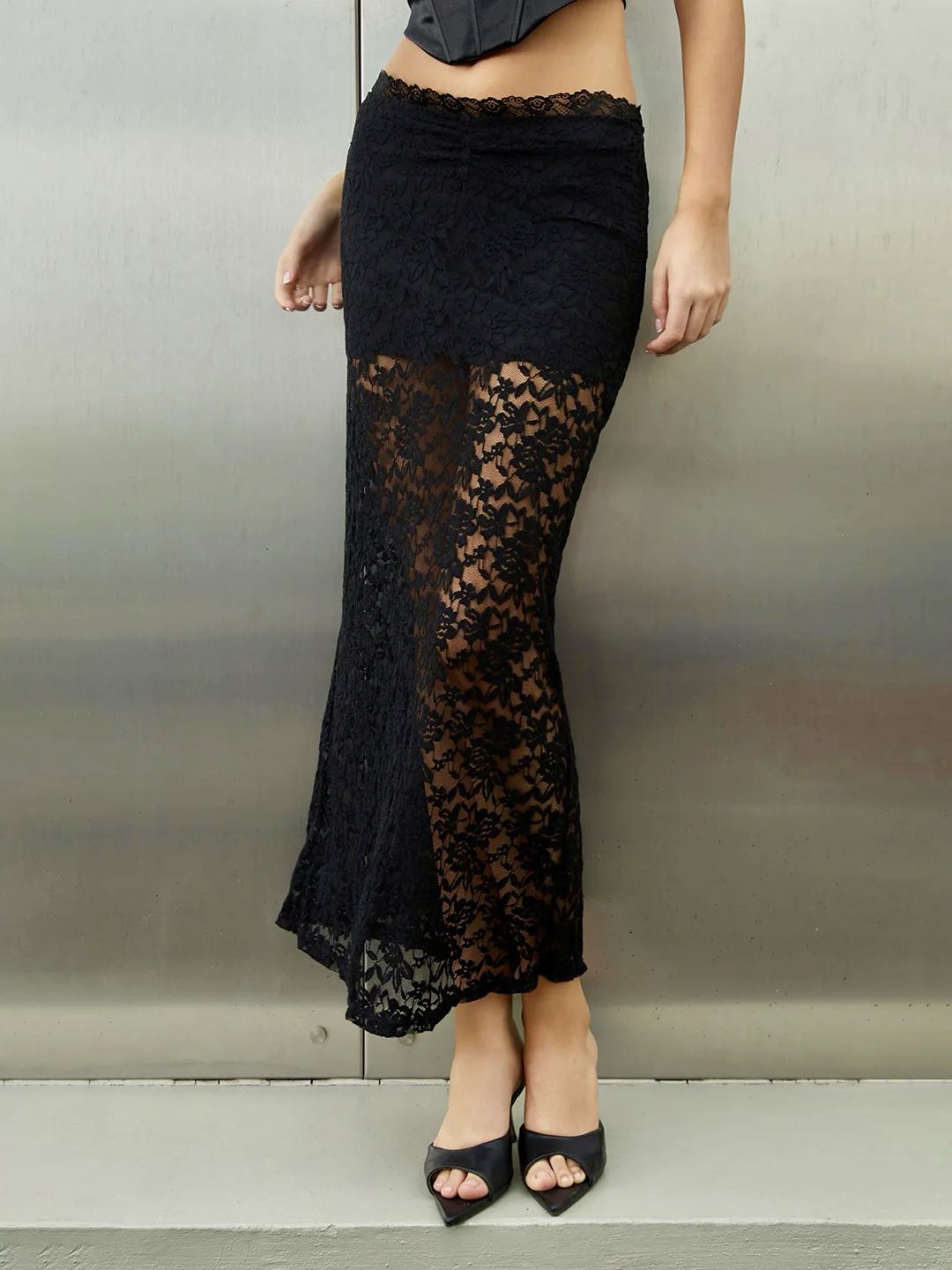 Double Layer Lace Maxi Skirt