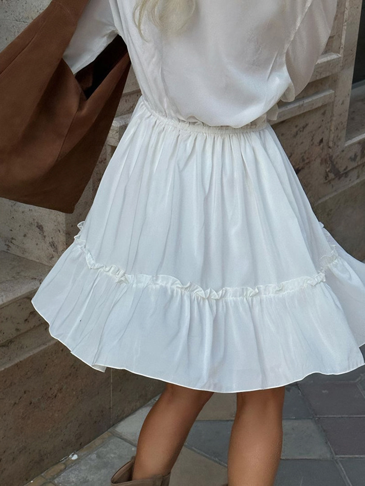 Ruffle Collar Short Dress