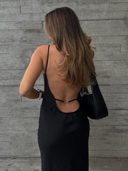 Solid Backless Long Dress