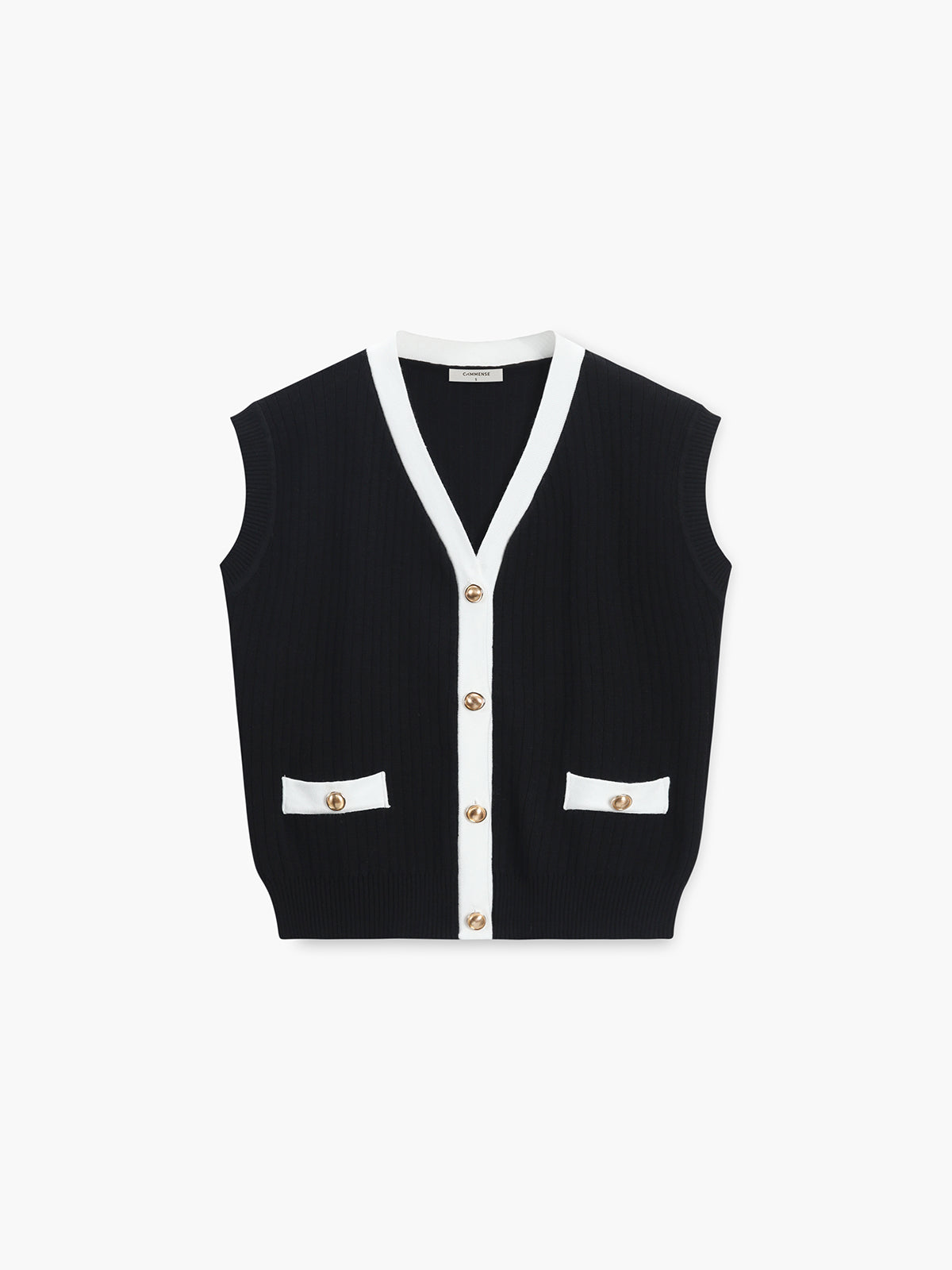 V-Neck Solid Button Knitted Vest