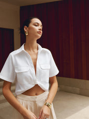 Cotton & Linen Cropped Shirt