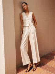 Solid Suit Straight Leg Pants