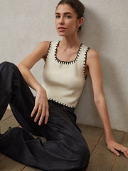 Minimalism Contrast Trim Tank Top